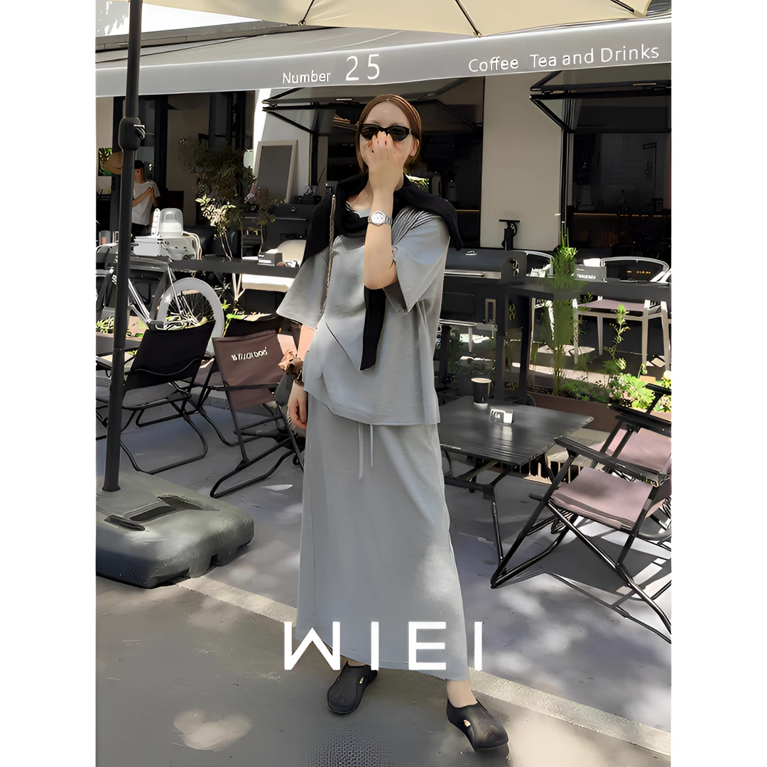 《WI EI》“懒人搭子”灵地丝羊毛桑蚕丝空气感短袖/半裙W25300022