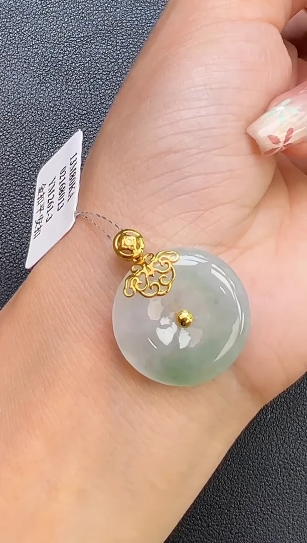 颈饰18K金镶嵌翡翠YM261-3 平安扣