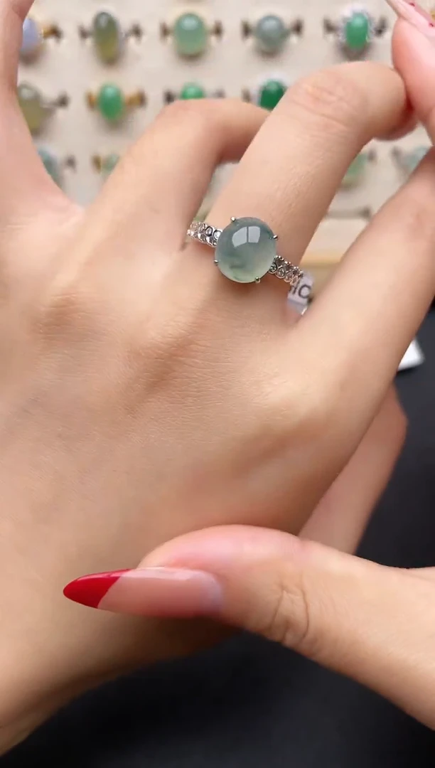 【闪购商品】翡翠戒指银S925镶嵌一物一证一礼盒