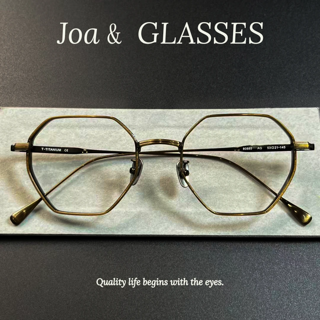 「80885」克罗系列复古多边形纯钛眼镜架近视适用男女通用文艺百搭