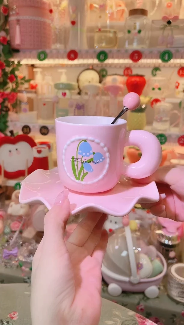 摆件品质好发货快放心拍！铃兰花咖啡杯