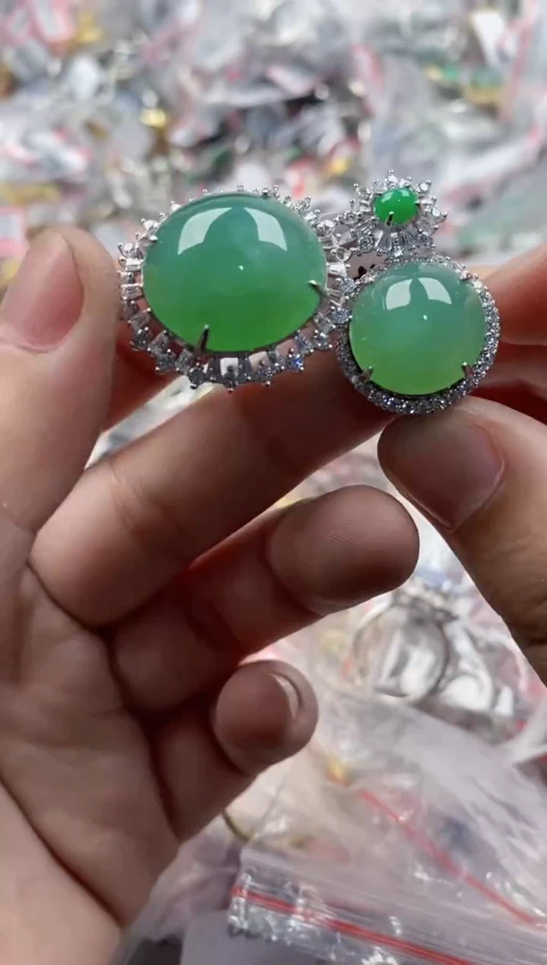 银S925镶嵌戒指翡翠101010-----7