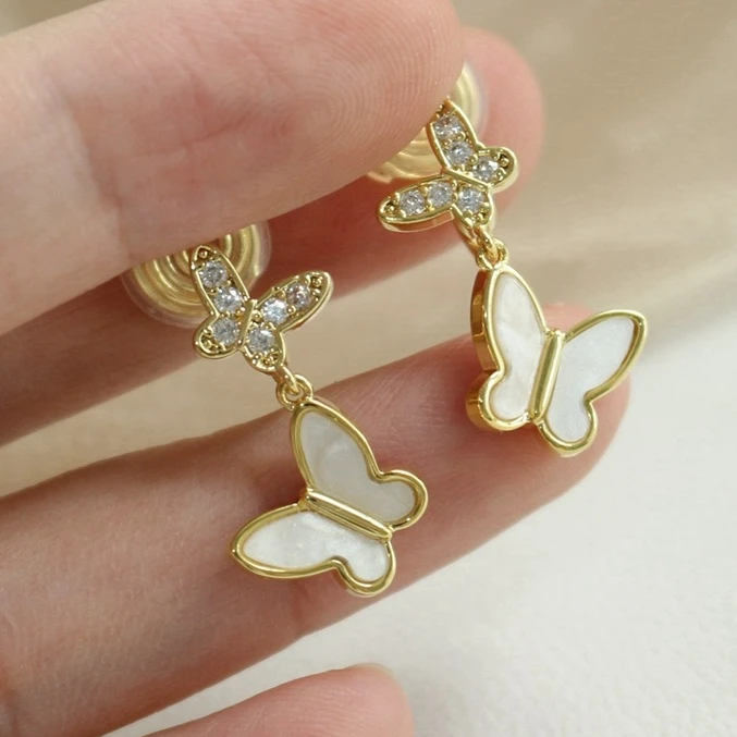 铜合金亚克力耳饰 新品超仙可爱贝壳蝴蝶无耳洞高级感蚊香盘耳夹