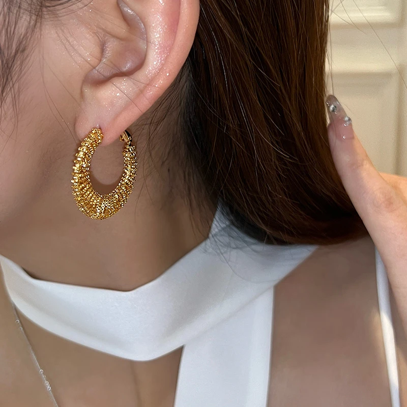 铜合金耳饰 欧美金色圈圈耳环耳圈轻奢高级感耳钉爆款耳饰女气质
