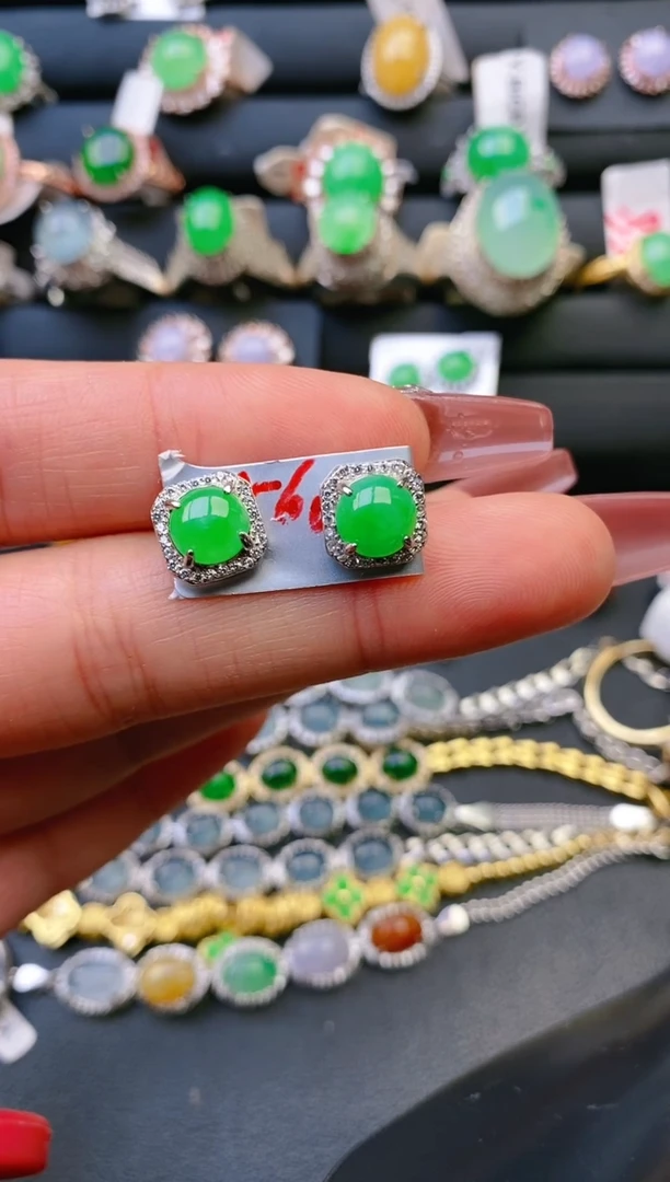 【闪购商品】翡翠戒指银S925镶嵌天然A货翡翠1