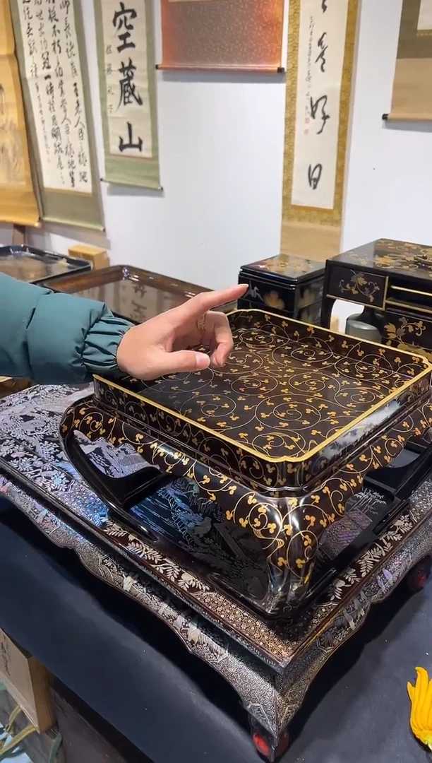 高肉金莳绘 茶台 大漆漆器大漆漆器