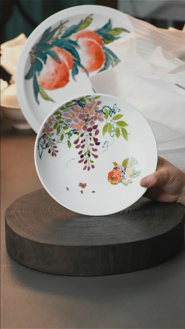 盘手绘釉下彩陶瓷餐具1873