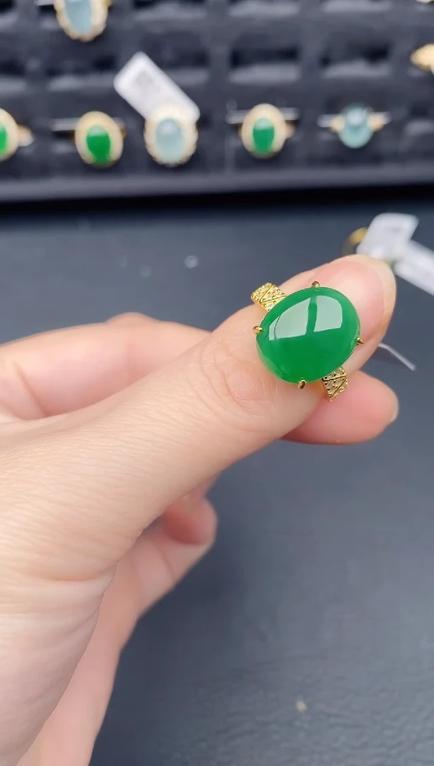 银S925镶嵌戒指翡翠天然a货翡翠425