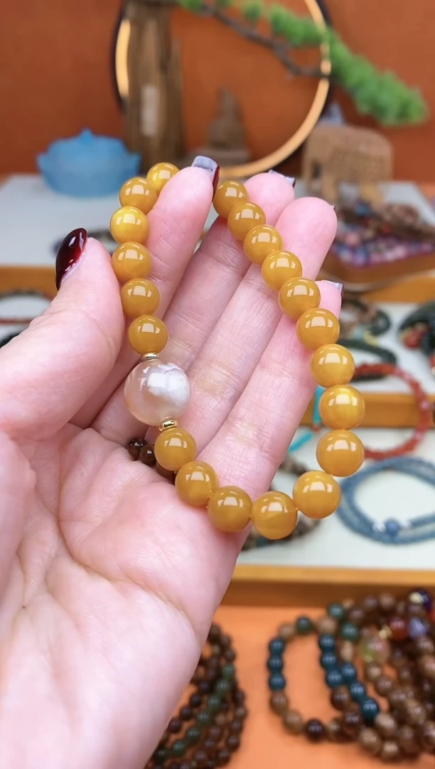 【闪购商品】蜜蜡手链未镶嵌单圈蜜蜡玛瑙手串