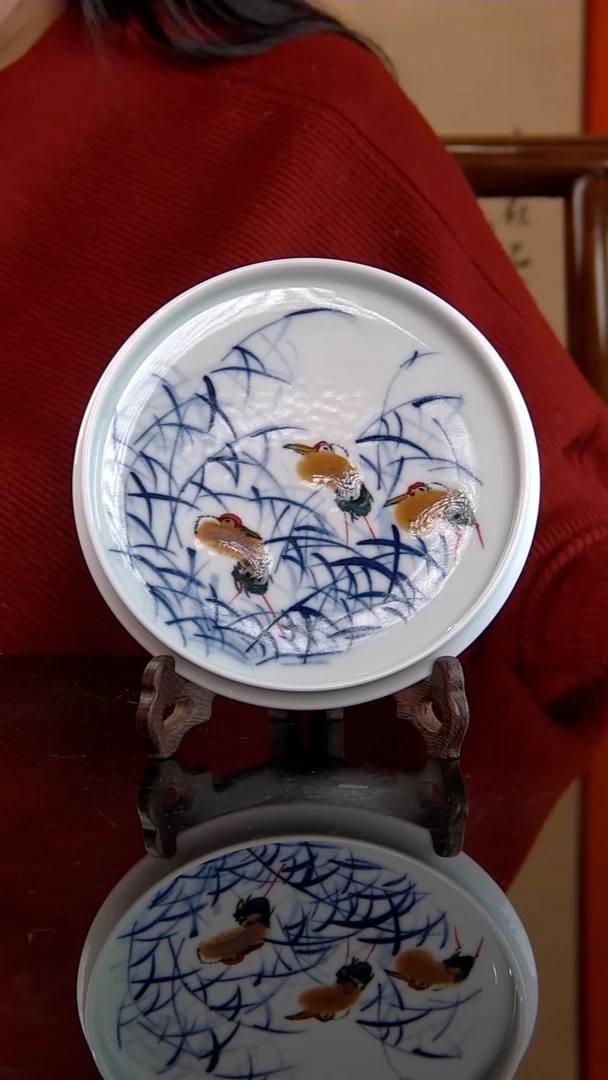 西**人李华手绘青花鹭鸶壶承