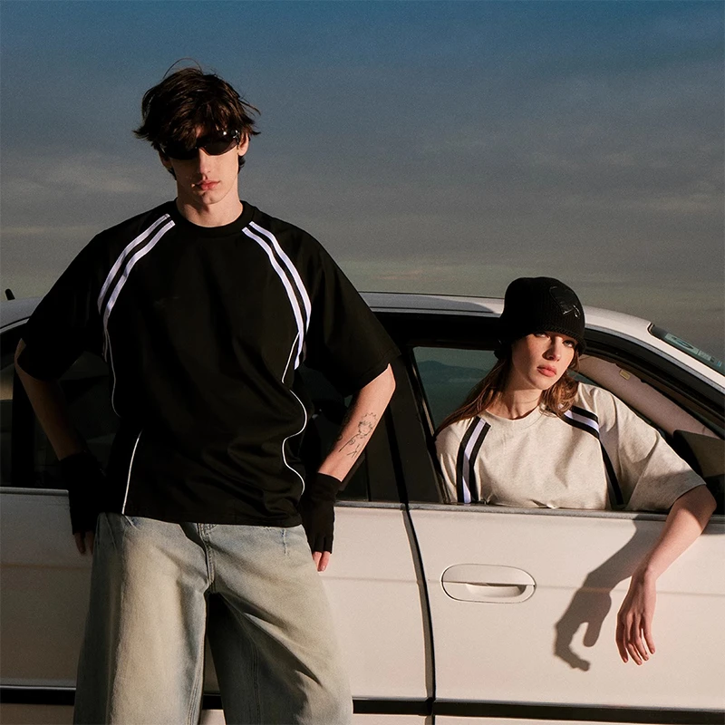 索罗娜凉感速干运动短袖T恤男女美式高街潮牌情侣装夏季运动半袖