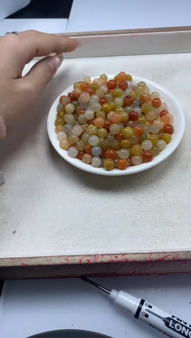 【闪购商品】玛瑙/玉髓颈饰未镶嵌w1167三彩金丝南瓜珠8mm*25颗