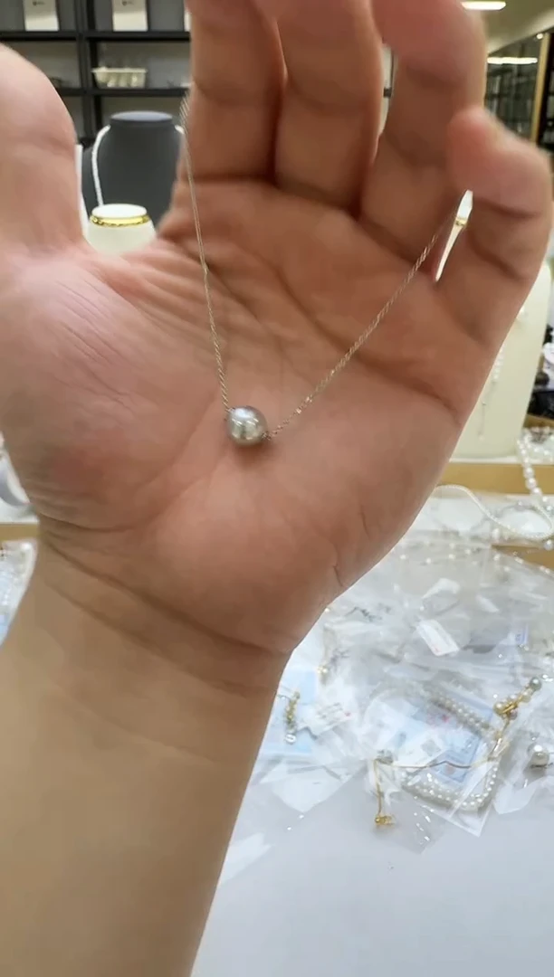 海水珍珠18K金镶嵌吊坠(赠链)7-8mm 路路通