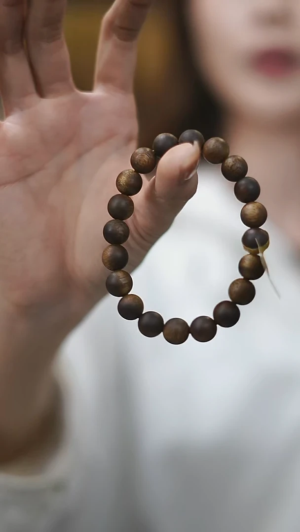 沉香手串【电白沉香集团】香脉圆珠单圈手串10mm多样性发一