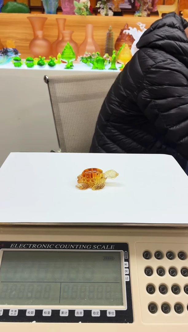 手工艺品琉璃小海龟茶宠摆件琥珀色