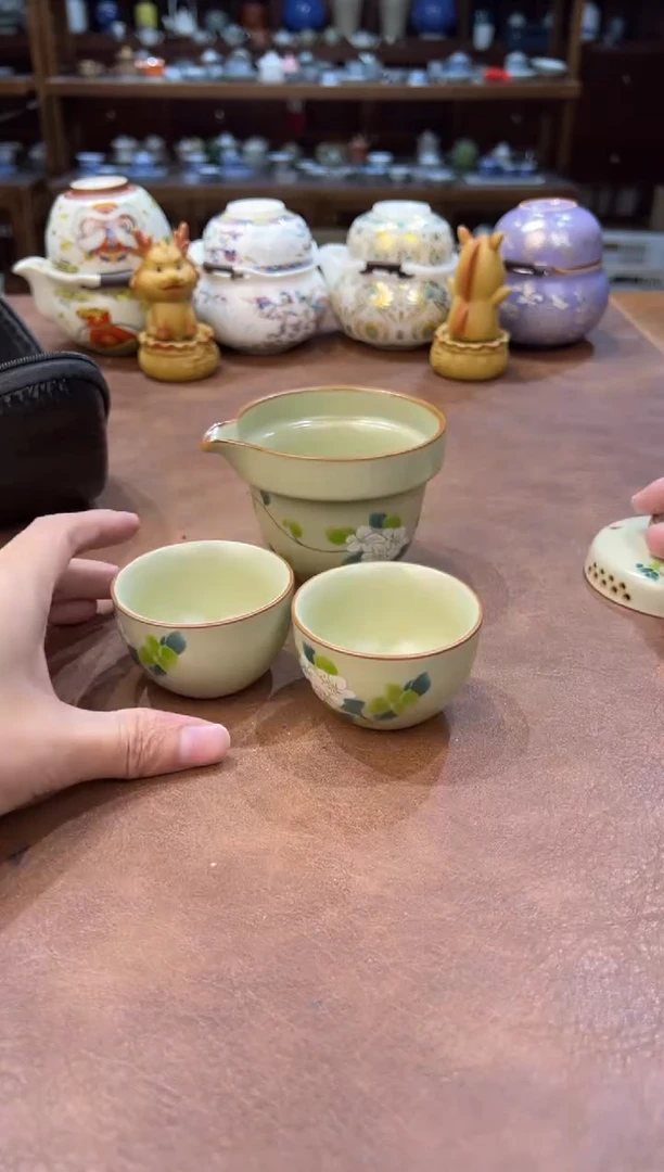 真的很便宜超好看会开片的旅行茶具