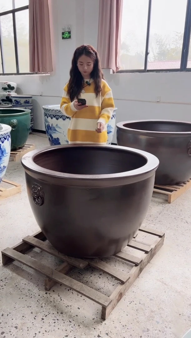 【闪购商品】缸一米直径古铜狮耳门海