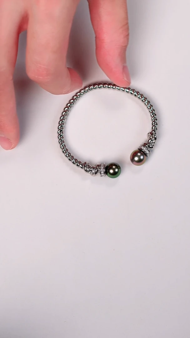 【闪购商品】海水珍珠手镯合金冰岛极夜撞色手镯