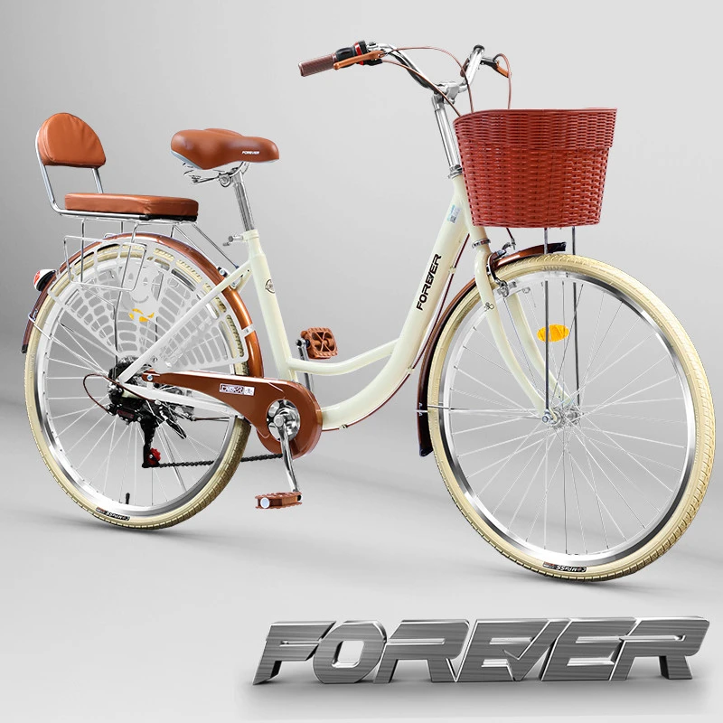 永久牌通勤自行车女士变速经典复古车户外代步舒适骑行优质淑女车