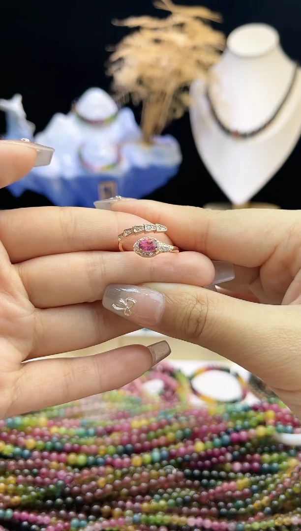 【闪购商品】碧玺/银S925镶嵌J碧玺戒指多样性发货