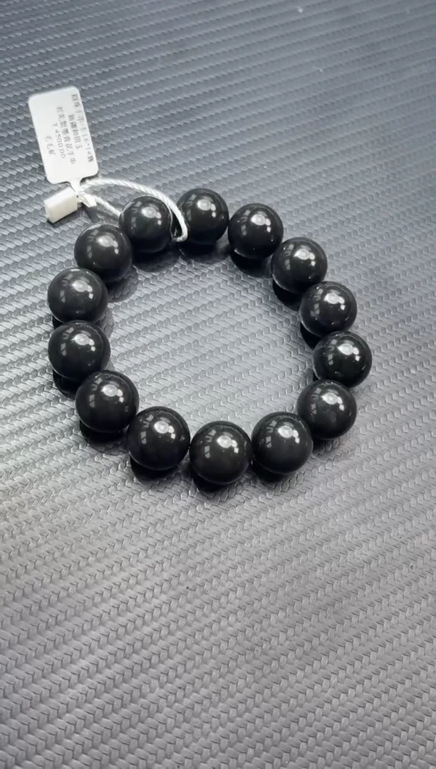 未镶嵌手串和田玉若羌微色差聚墨青花卡16手串