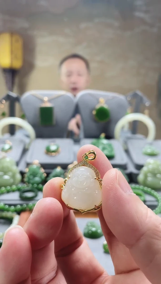 【闪购商品】和田玉吊坠(不含链)银S925镀金镶嵌吊坠