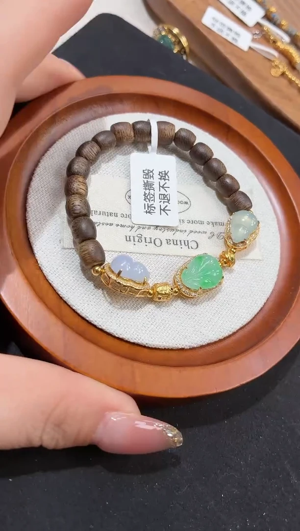 吊坠(不含链)银S925镶嵌翡翠手串