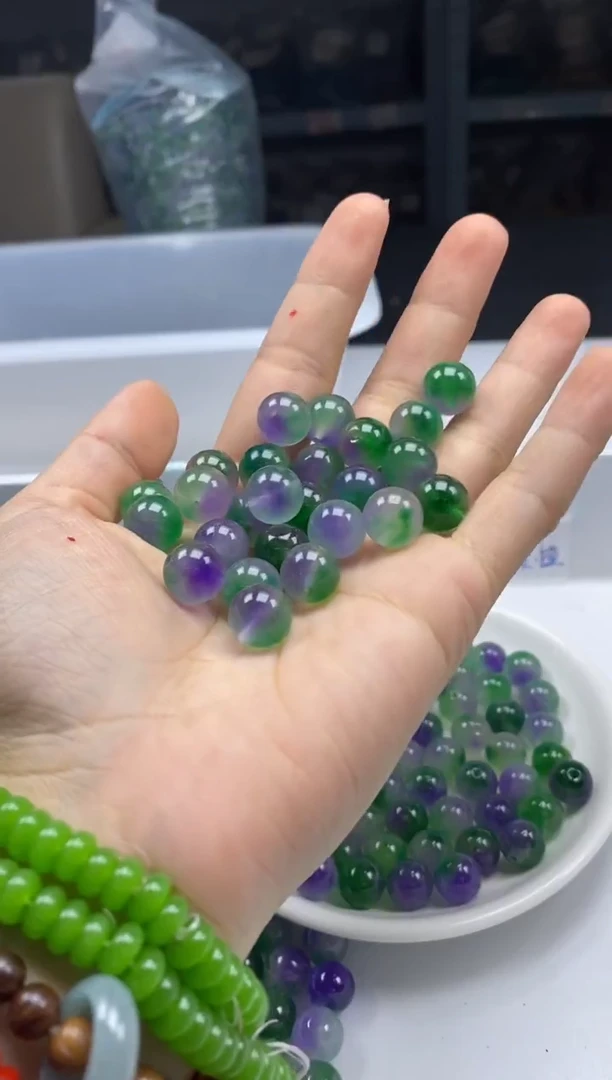 玛瑙/玉髓颈饰未镶嵌w464春带彩冰葡萄10mm*20颗