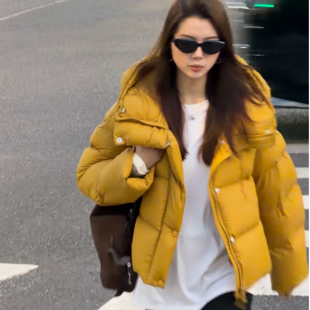 【时髦精泡芙羽绒服】时尚加厚保暖时尚外套女2025冬短款休闲白鸭绒