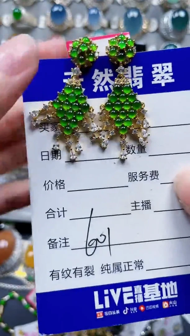 银S925镶嵌翡翠耳饰601