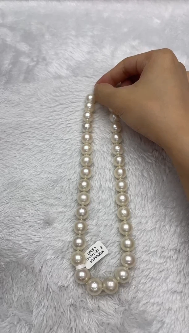 项链银S925镶嵌海水珍珠澳白12-14mm