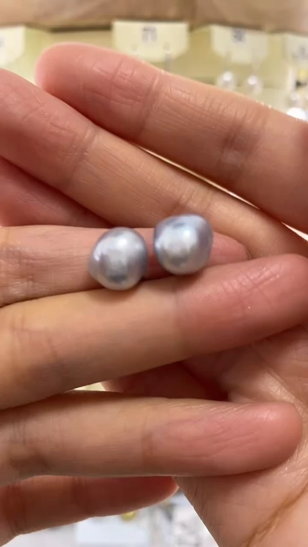 【闪购商品】海水珍珠耳饰银S925镶嵌澳白巴洛克