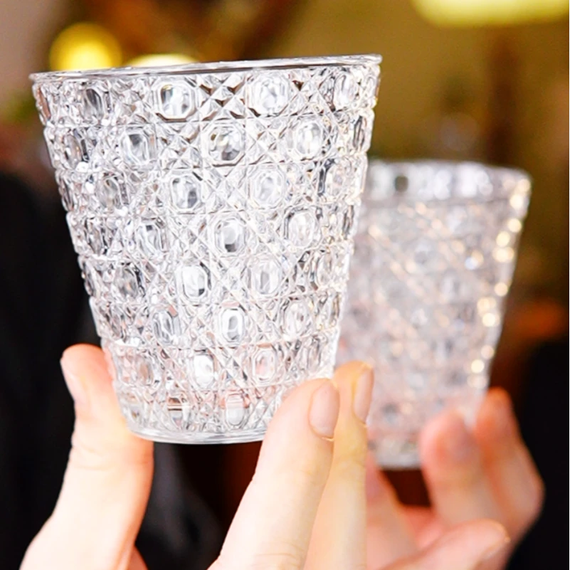 2只装网红透明家用无铅洋酒杯D家高端宝石纹玻璃杯