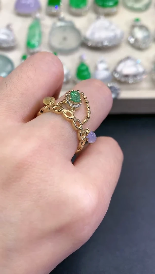 【闪购商品】翡翠戒指18K金镶嵌D6   紫货有色差