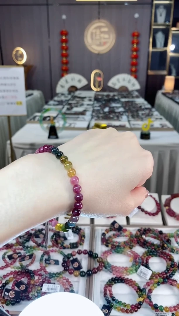 未镶嵌老矿碧玺色标单圈手串5mm+碧玺dan多样性发货一条