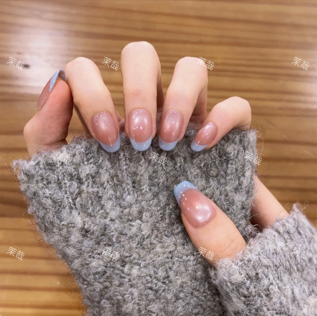 茉哉现货【海盐】纯手工定制美甲拆卸穿戴甲A4227