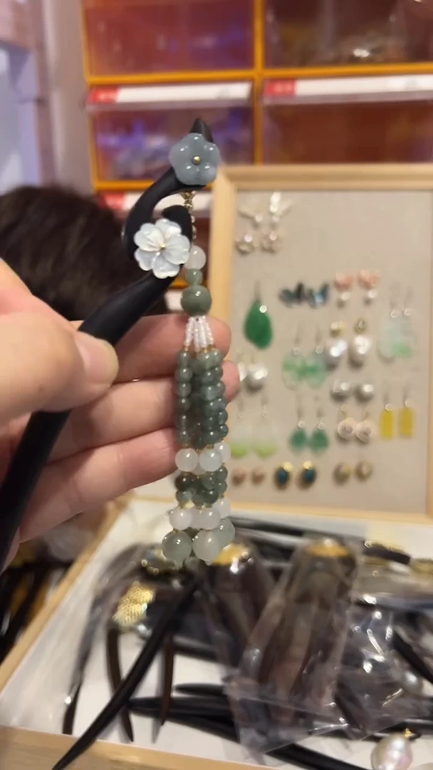香榧木?*丫流苏挂坠单簪