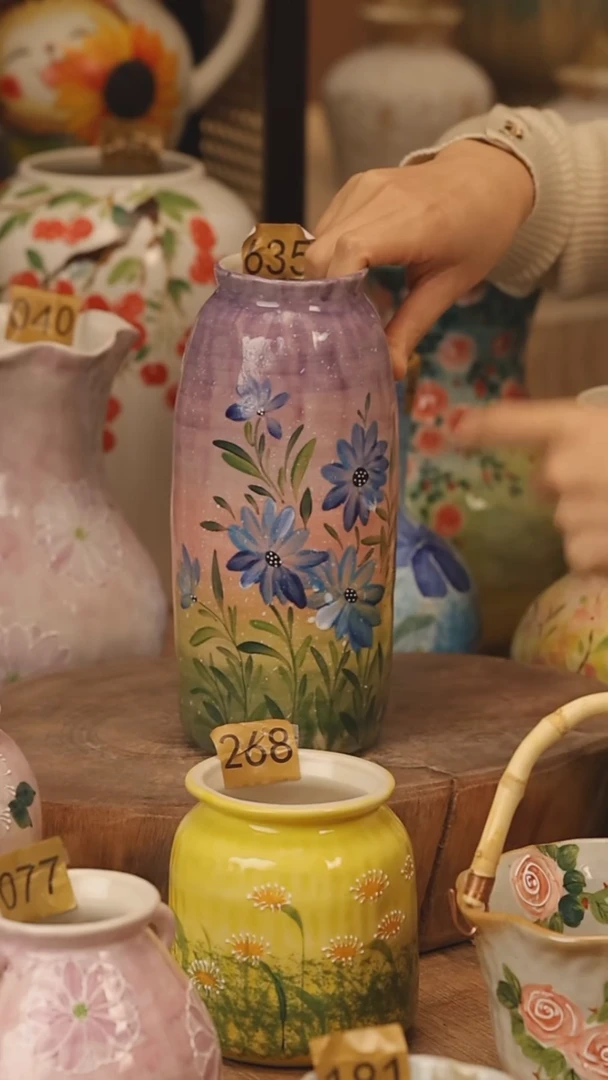 陶瓷景德镇设计师手作花器摆件侘寂风@M635@