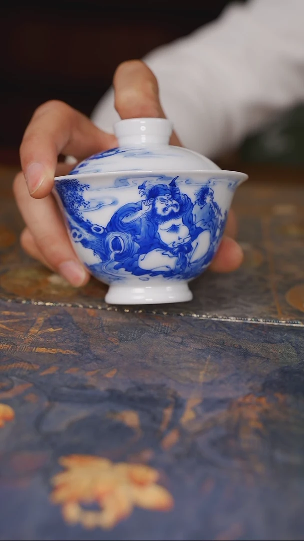 【闪购商品】杯铭墨钟馗醉酒盖碗
