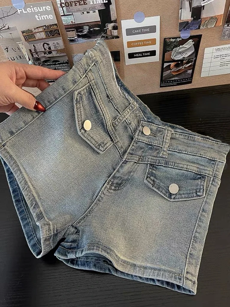 美式辣妹牛仔裤低腰短裤女夏季显瘦紧身包臀热裤性感超短裤子