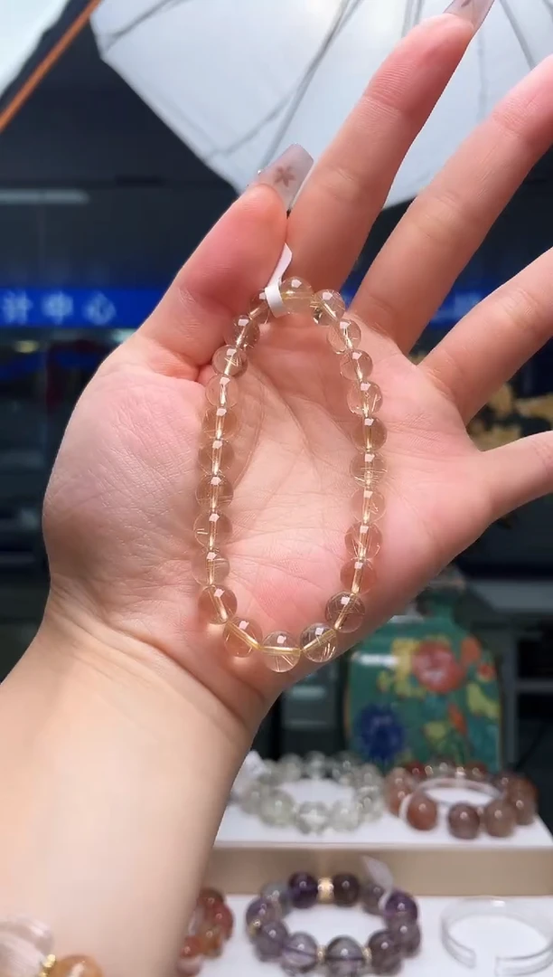 未镶嵌手串发晶天然金发晶单圈手串