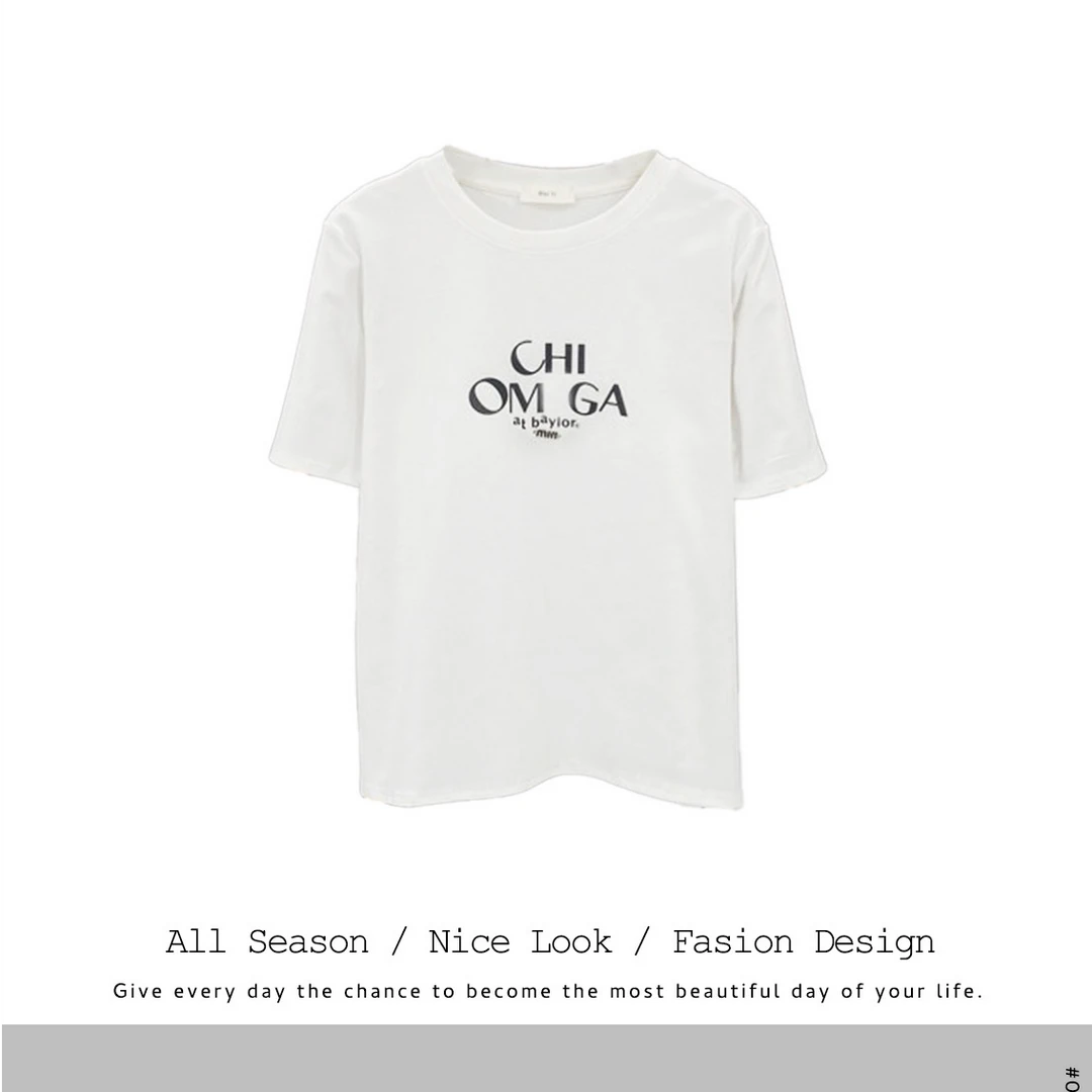 254   美式复古短袖女夏字母印花t恤oversize半袖上衣     #367