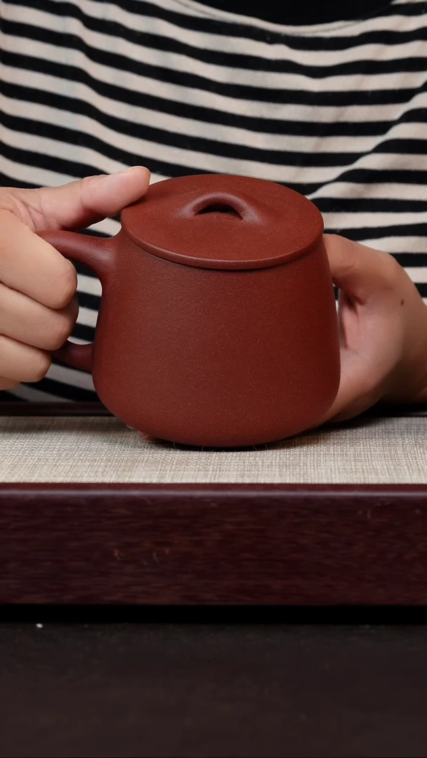 茶杯紫砂千禧紫泥石瓢盖杯