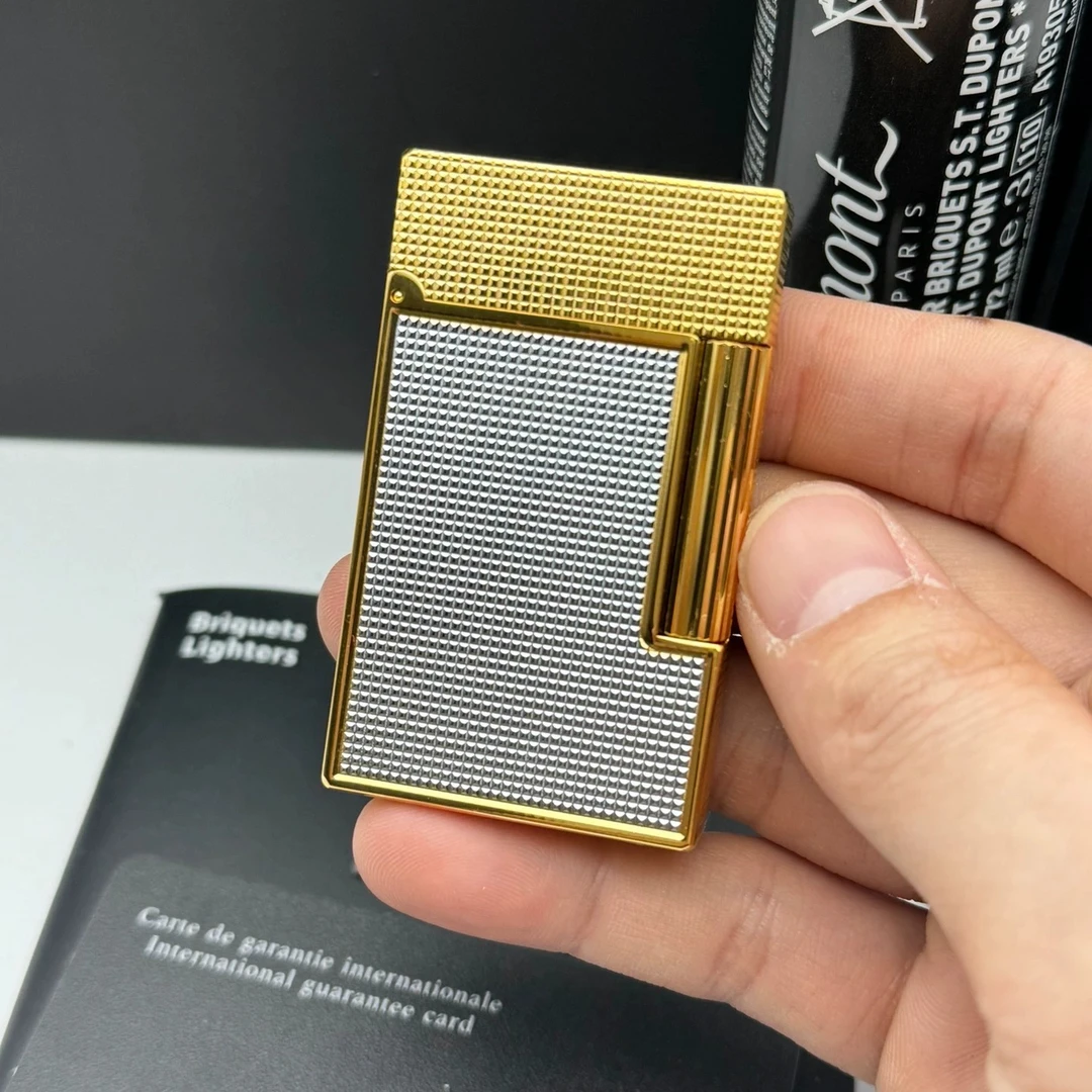 金银双拼巴黎钉钻石菱纹法国Dupon清脆钢音朗声黄铜打火机充气