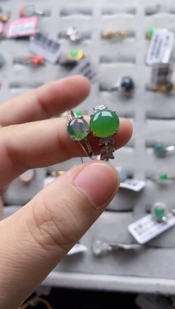 翡翠戒指银S925镶嵌9999--5