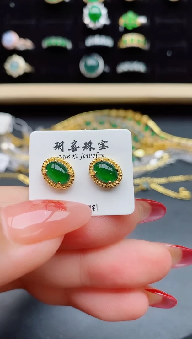 【闪购商品】翡翠耳饰银S925镶嵌21321