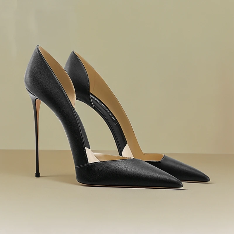 黑色百搭细跟尖头设计感小众高跟鞋女2025秋冬季新款气质通勤百搭