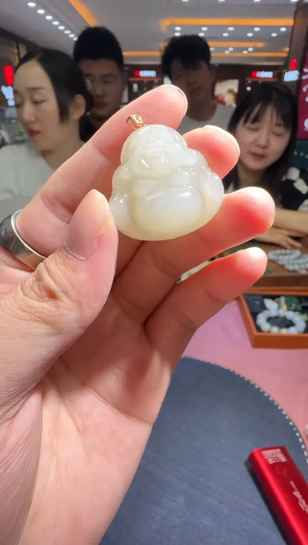 和田玉18K金镶嵌吊坠(不含链)【钰616】03 9007