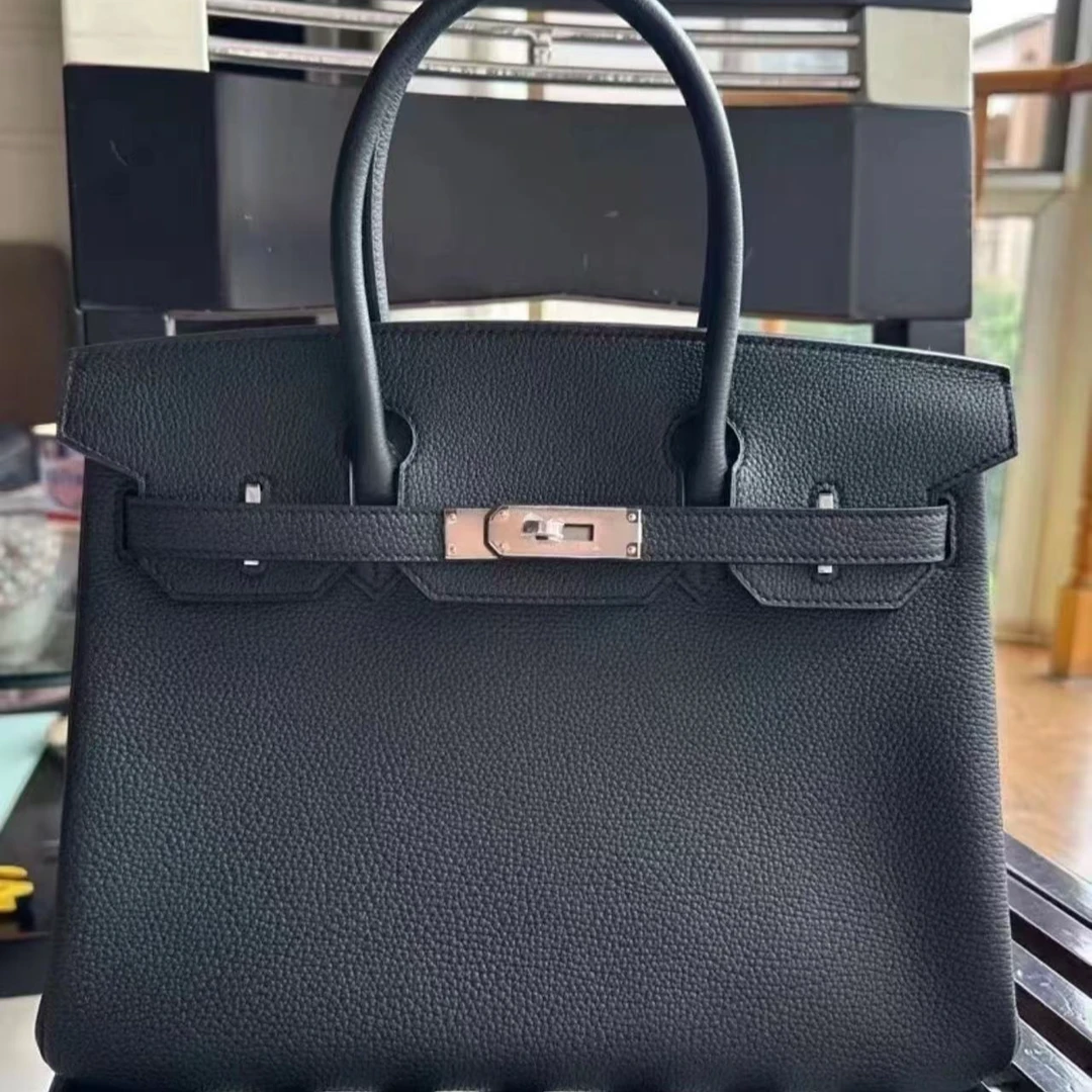 99新 Hermes/爱马仕 爱马仕birkin35黑色银扣r刻9139008