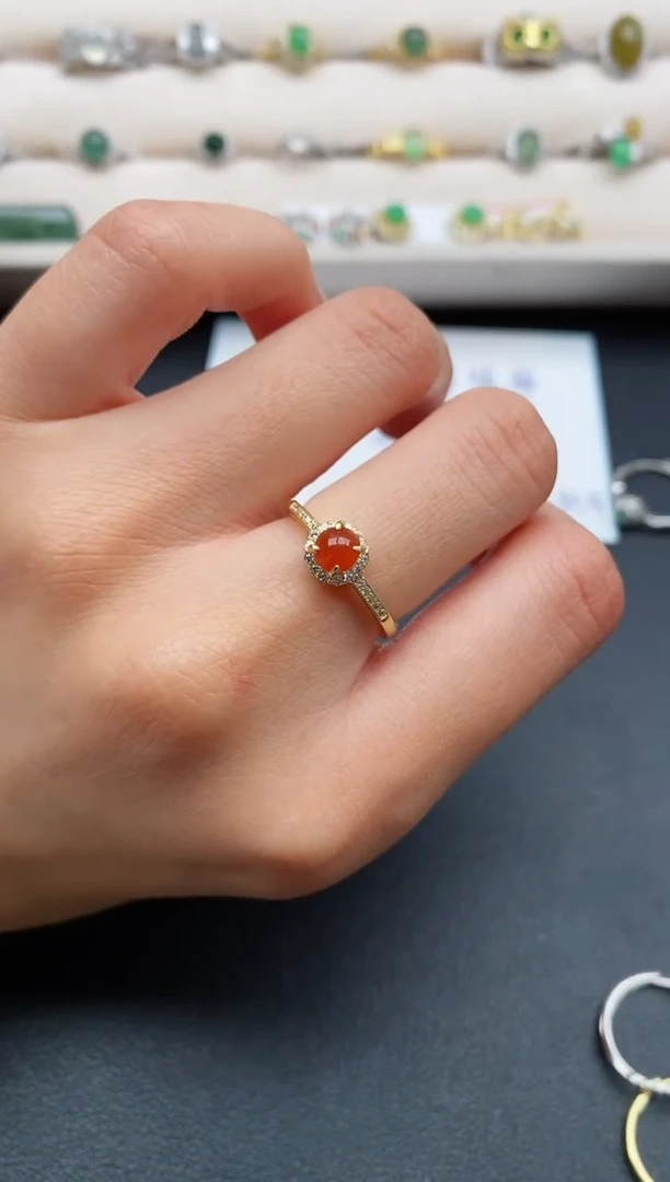 银S925镶嵌戒指翡翠缅甸天然A货翡翠22  3-1